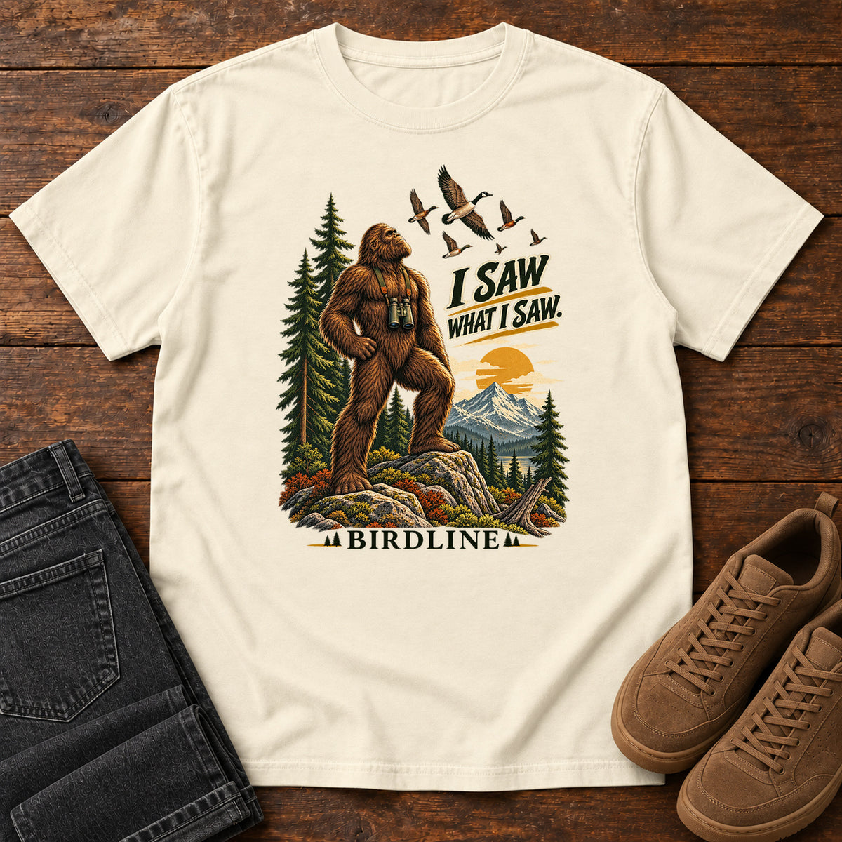 I Saw What I Saw Bigfoot T-Shirt in Ivory