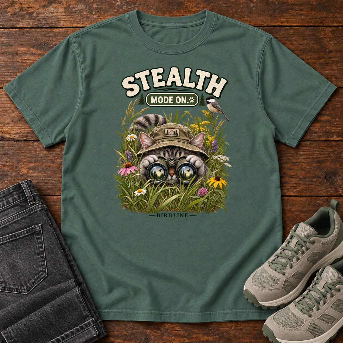 Stealth Mode On T-Shirt in Blue Spruce