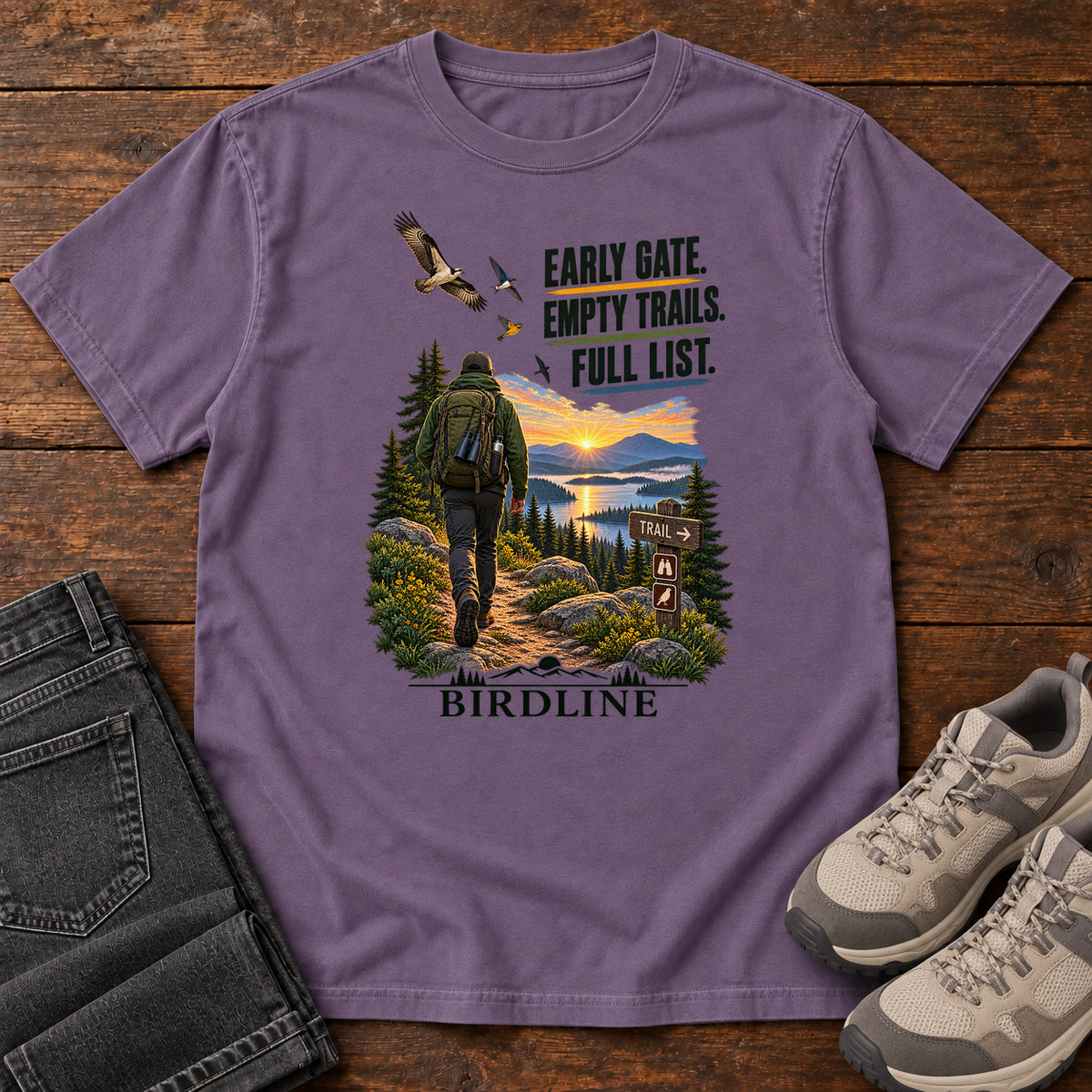 Early Gate Empty Trails Full List T-Shirt in Grape