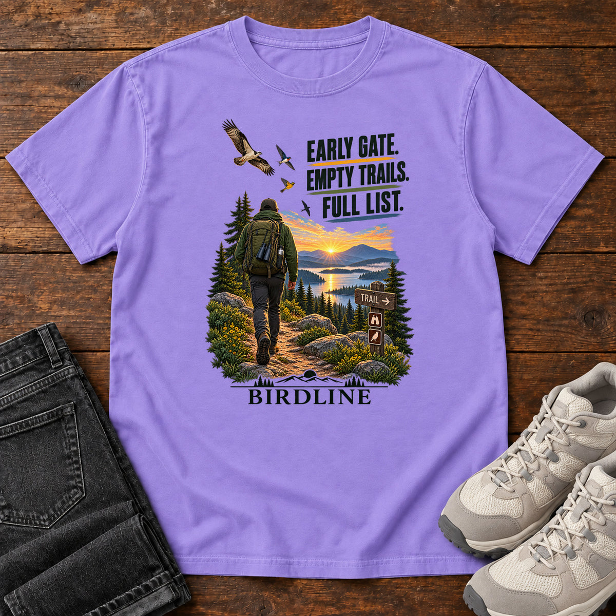 Early Gate Empty Trails Full List T-Shirt in Violet