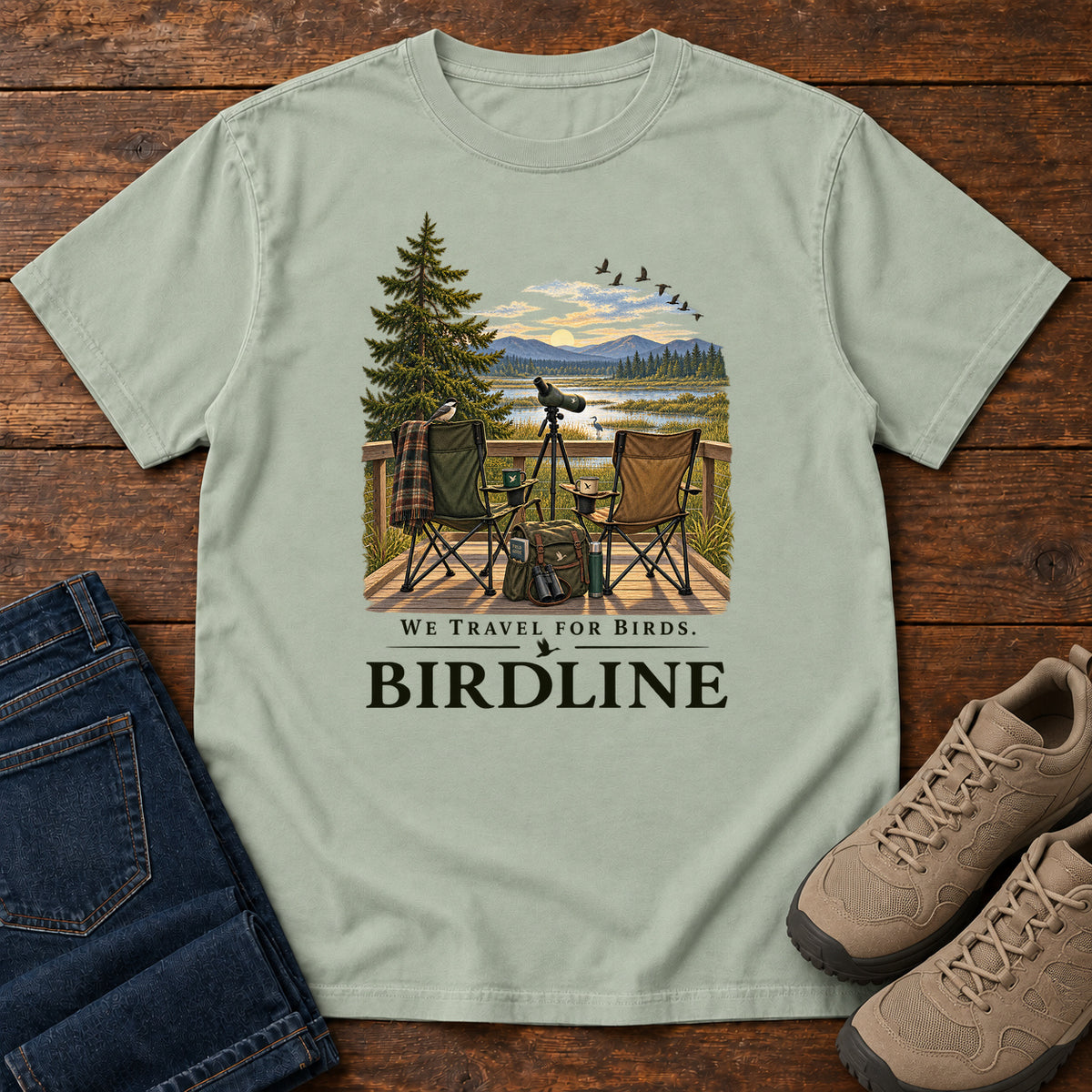 We Travel for Birds T-Shirt in Bay