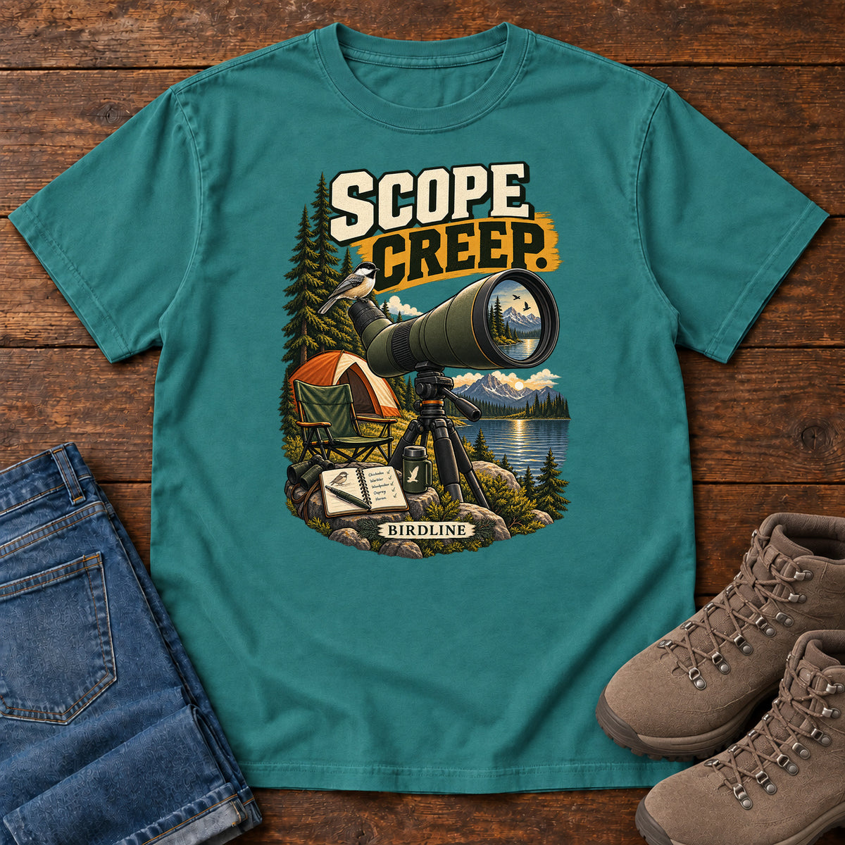 Scope Creep Spotting Scope T-Shirt in Emerald