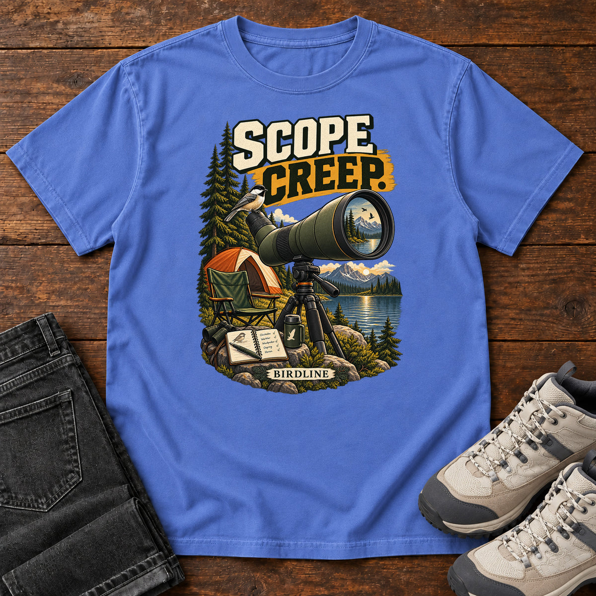 Scope Creep Spotting Scope T-Shirt in Mystic Blue