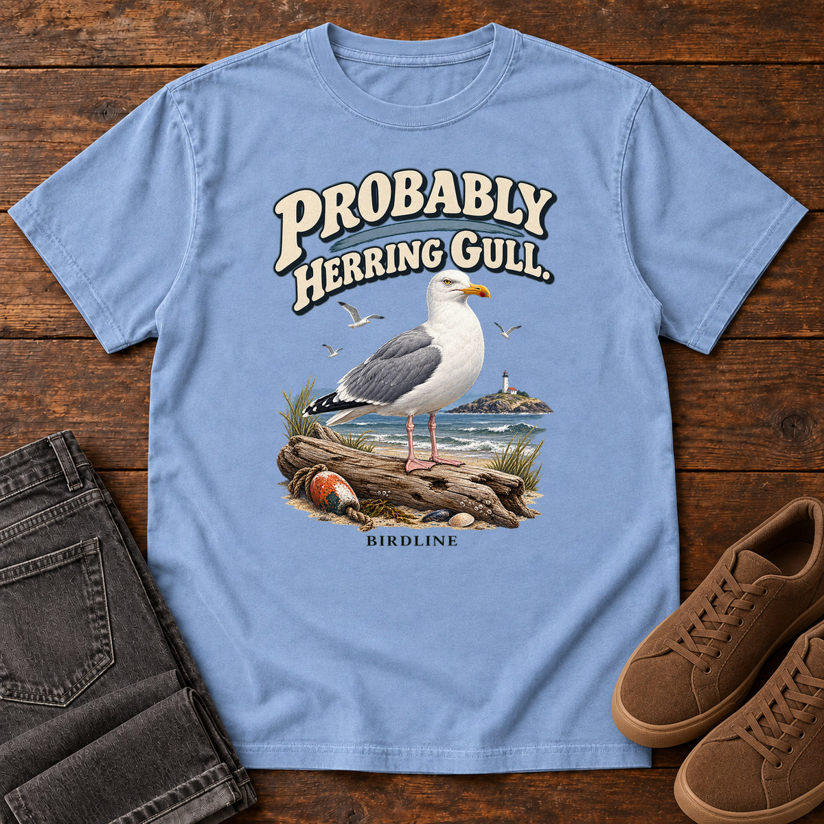 Probably Herring Gull T-Shirt in Washed Denim