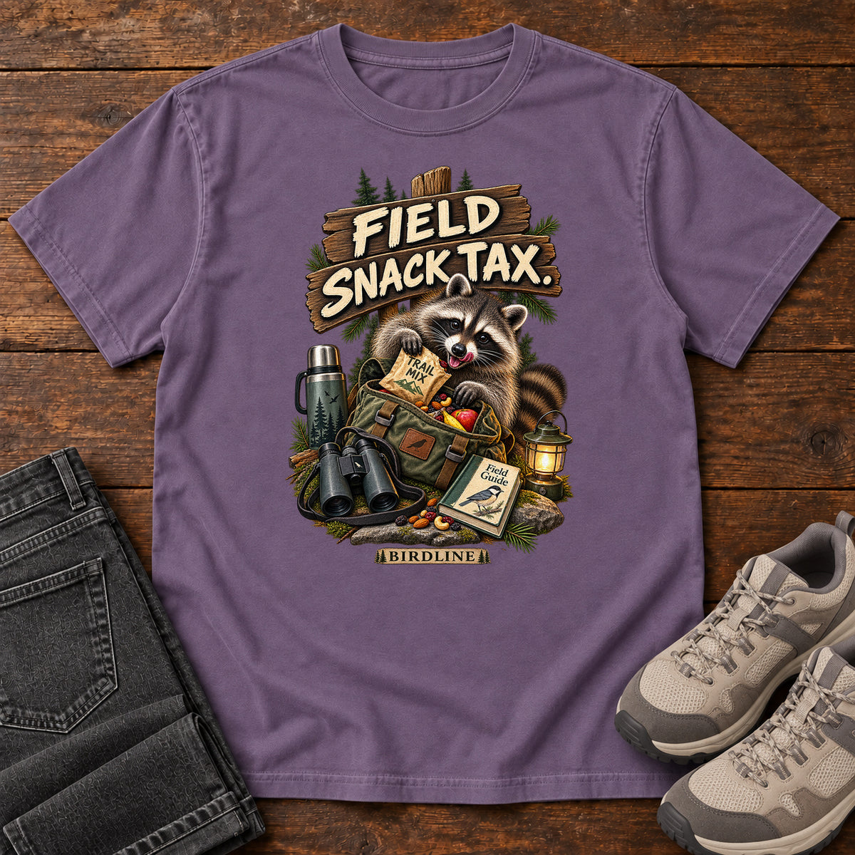 Field Snack Tax Raccoon T-Shirt in Grape