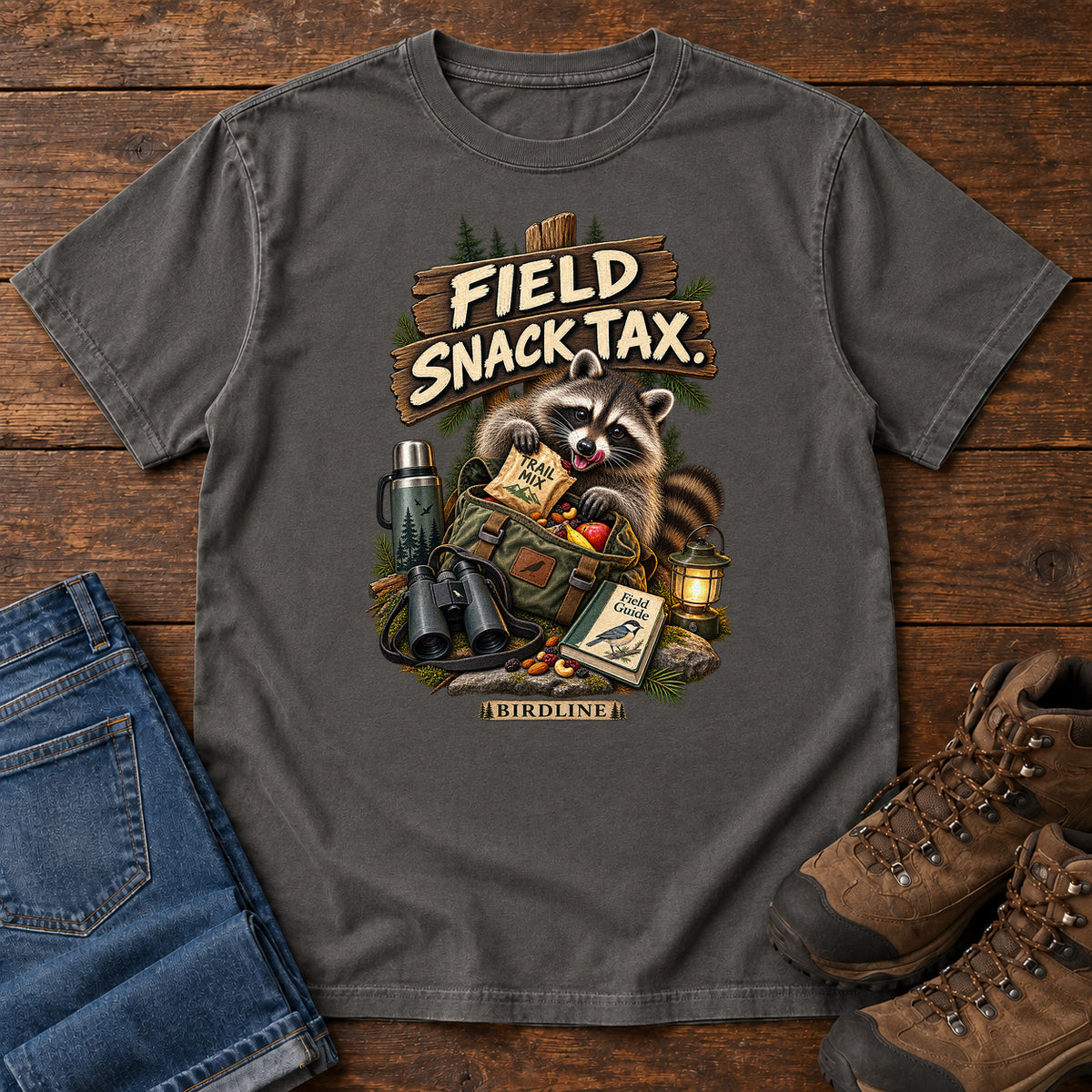 Field Snack Tax Raccoon T-Shirt in Pepper