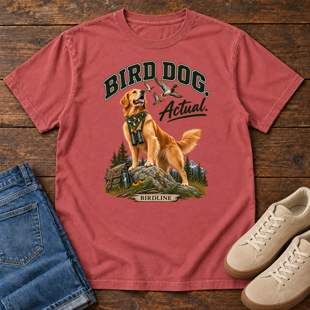 Bird Dog Actual T-Shirt in Crimson