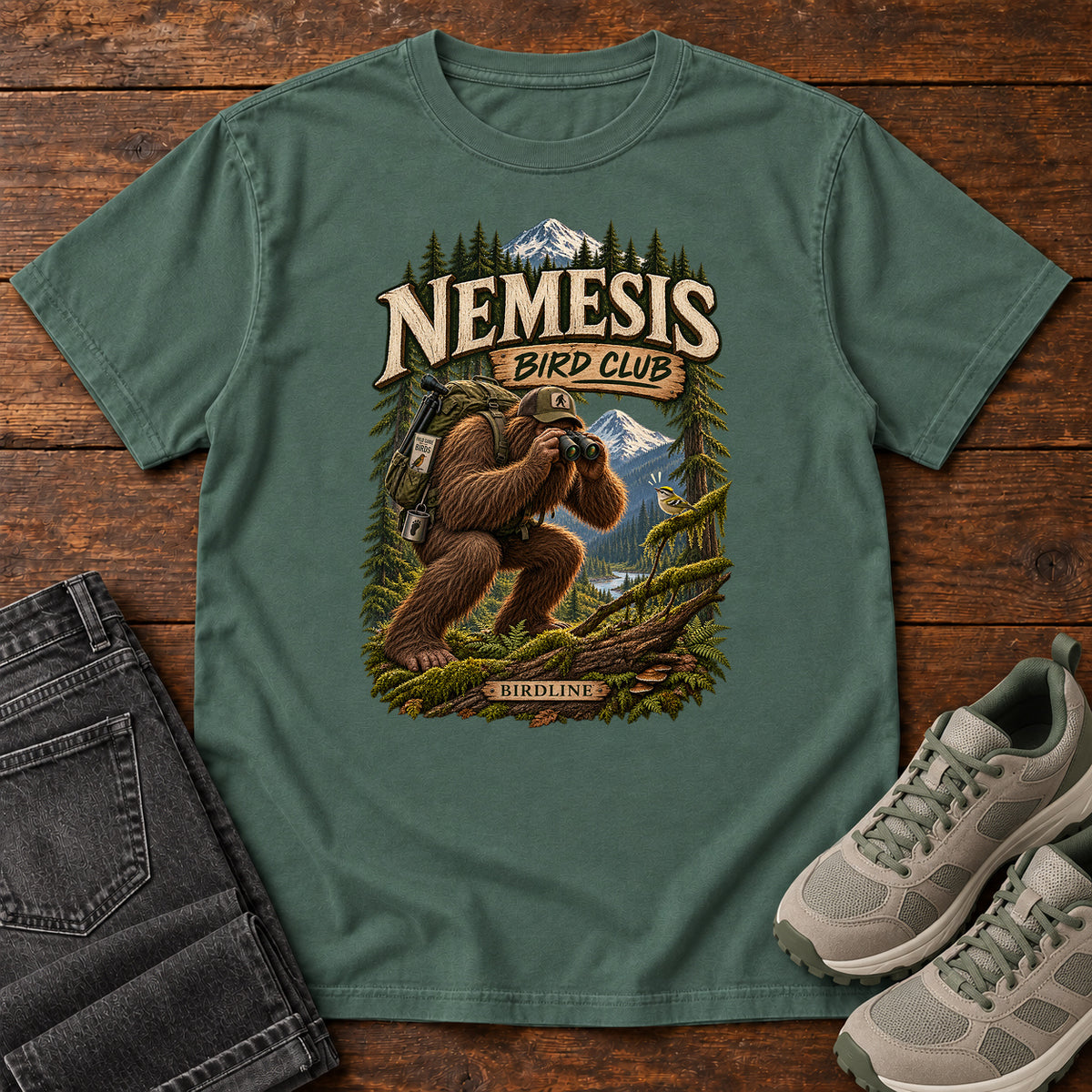 Nemesis Bird Club Bigfoot T-Shirt in Blue Spruce