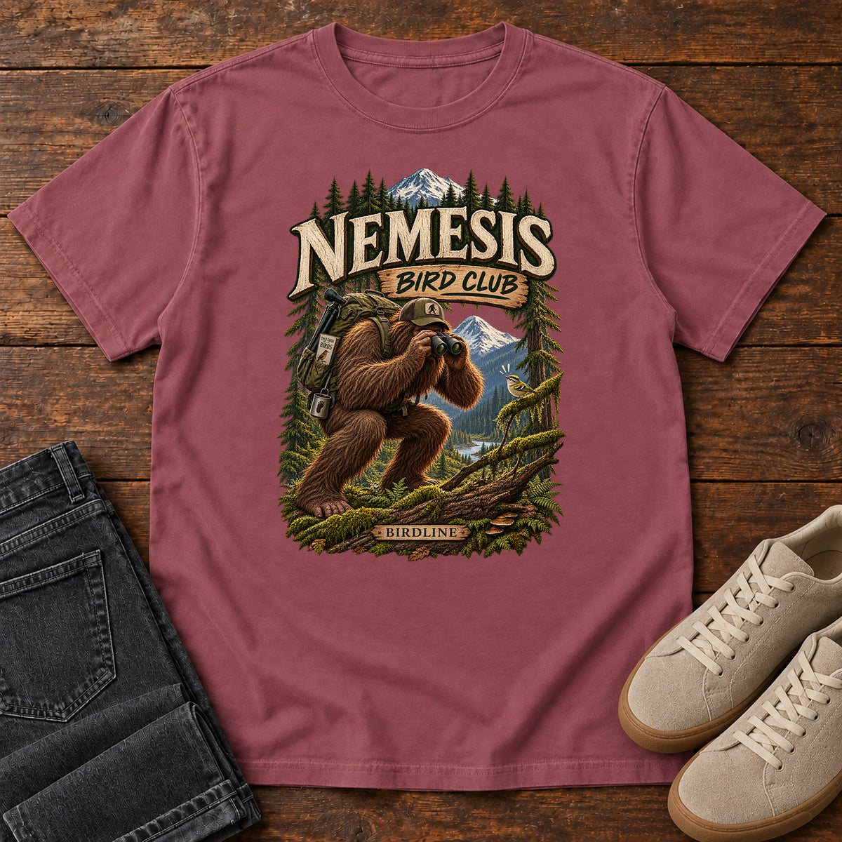 Nemesis Bird Club Bigfoot T-Shirt in Brick