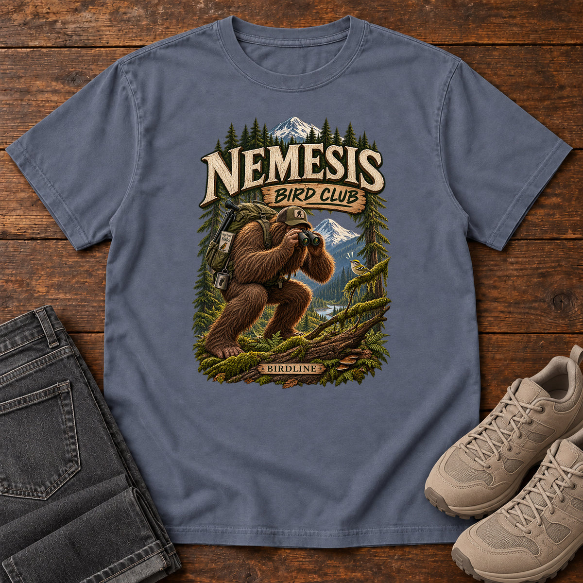 Nemesis Bird Club Bigfoot T-Shirt in Denim