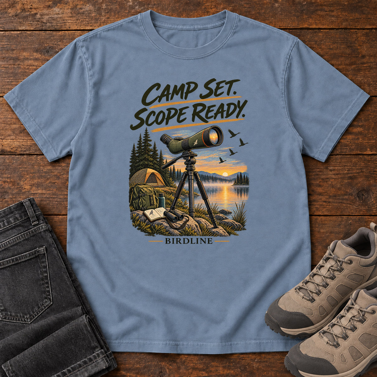 Camp Set Scope Ready T-Shirt in Blue Jean