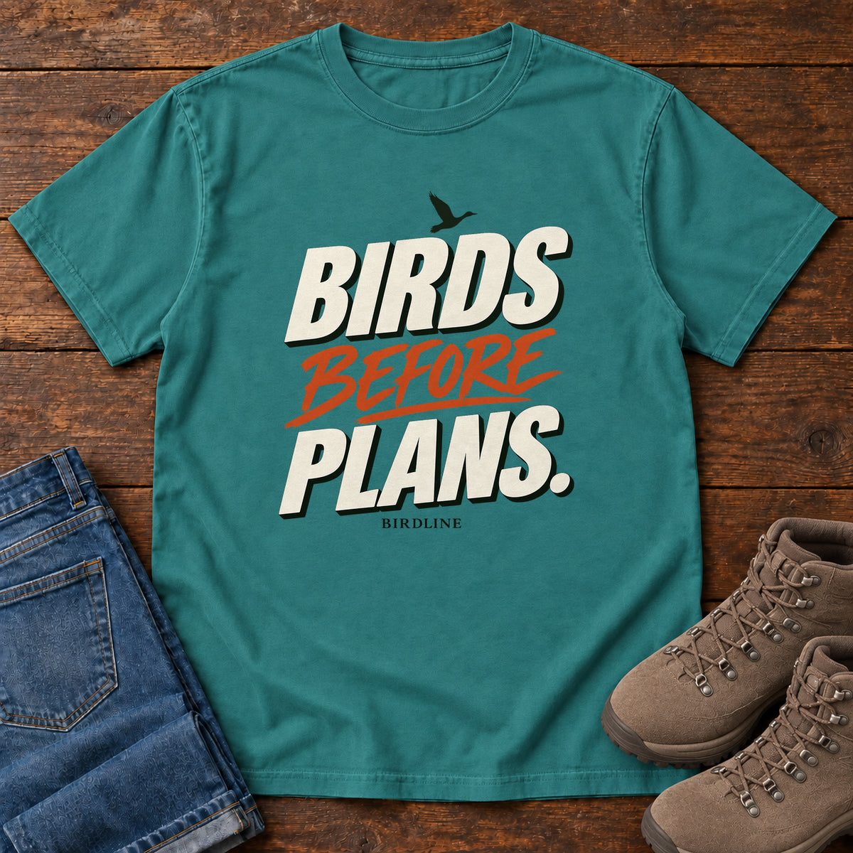 Birds Before Plans T-Shirt in Emerald