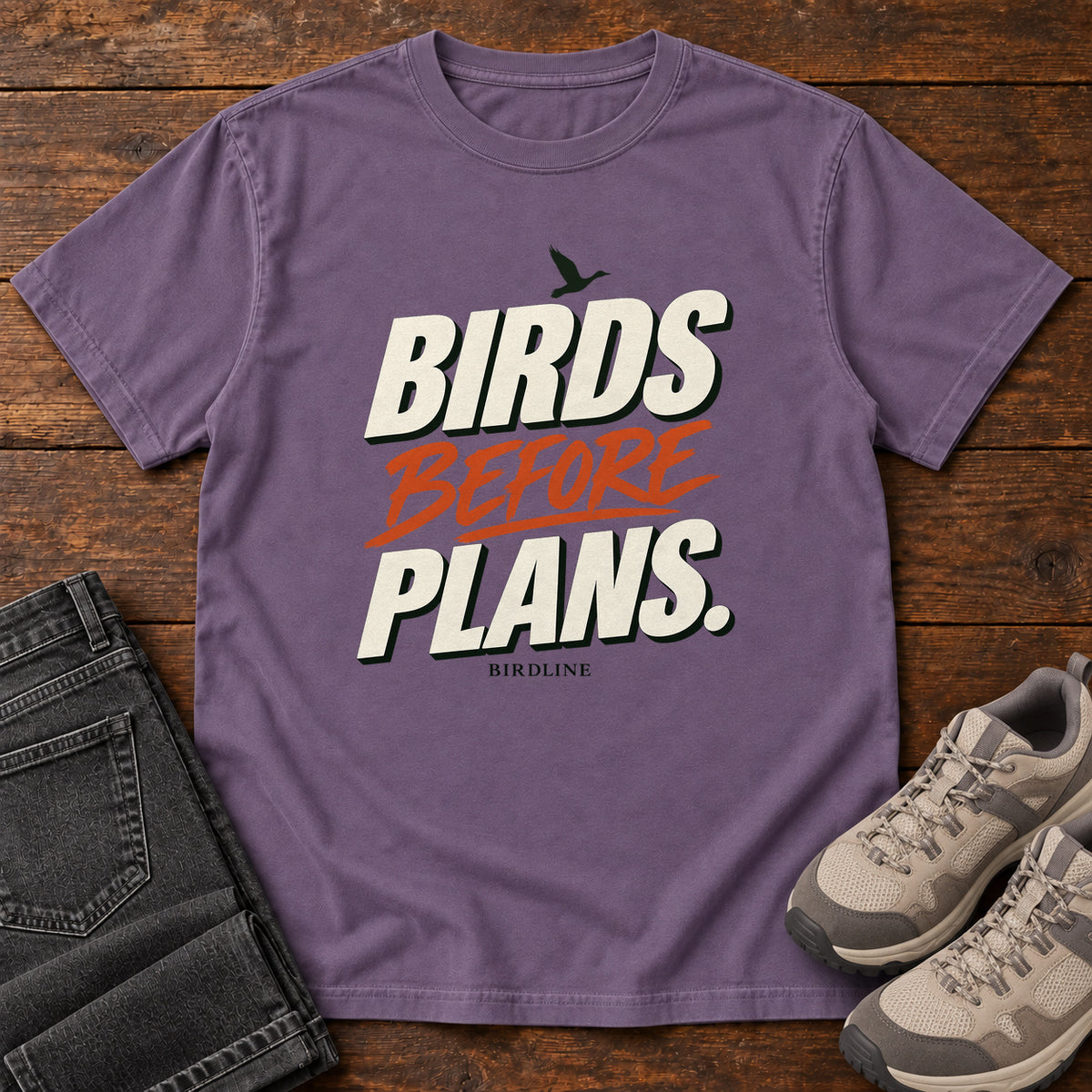 Birds Before Plans T-Shirt in Grape