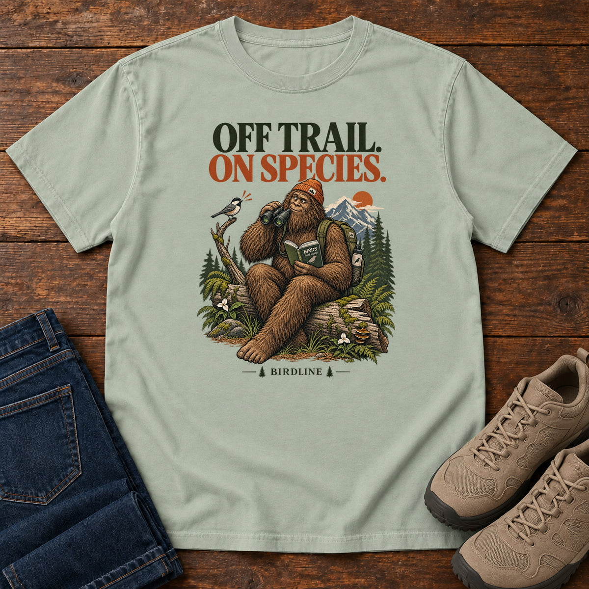 Off Trail On Species Bigfoot T-Shirt in Bay