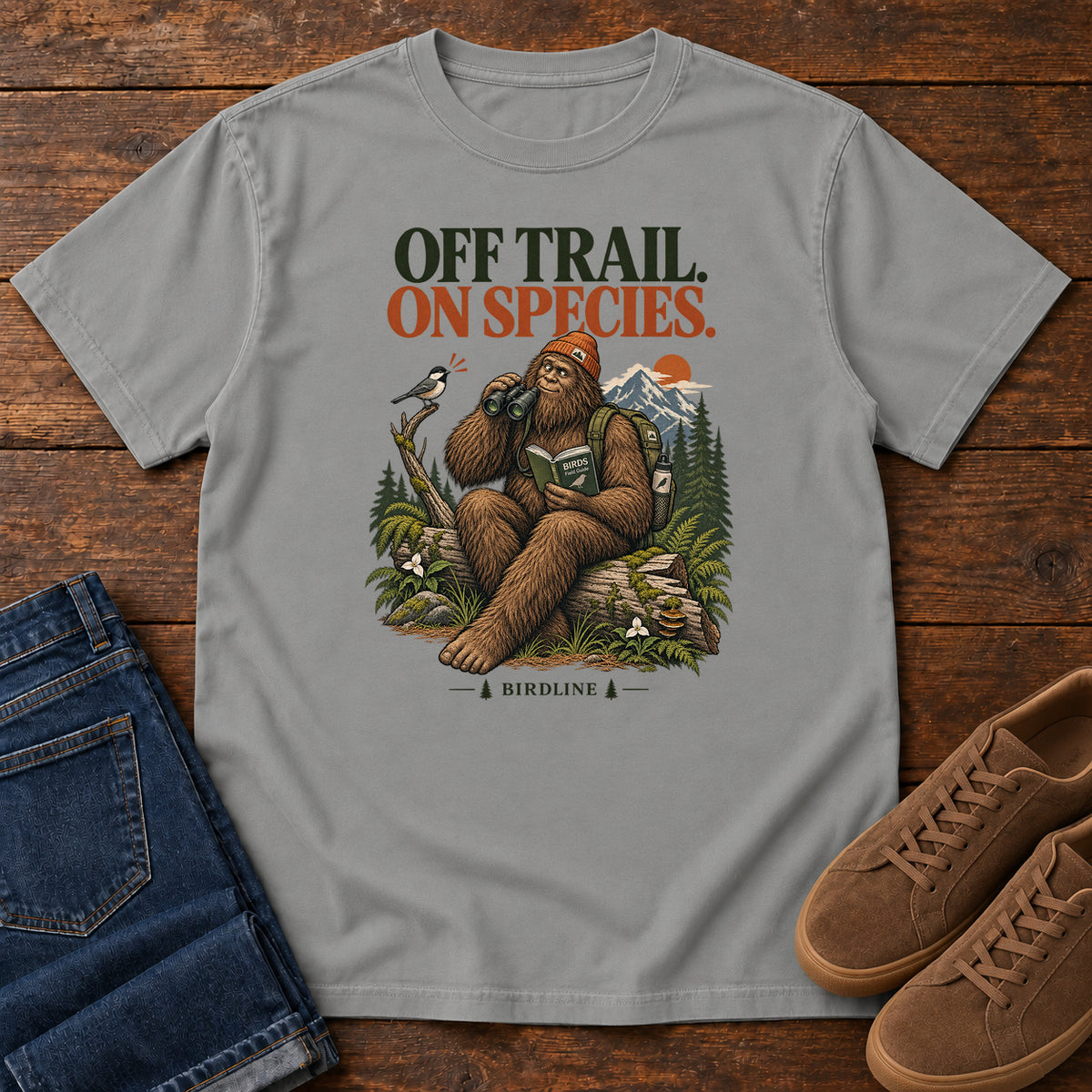 Off Trail On Species Bigfoot T-Shirt in Grey