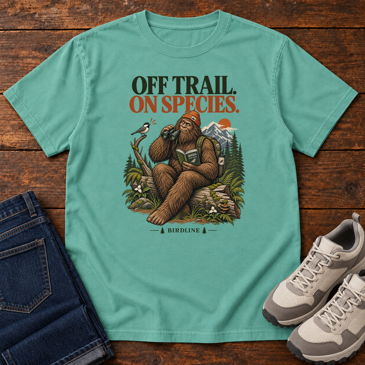 Off Trail On Species Bigfoot T-Shirt in Seafoam