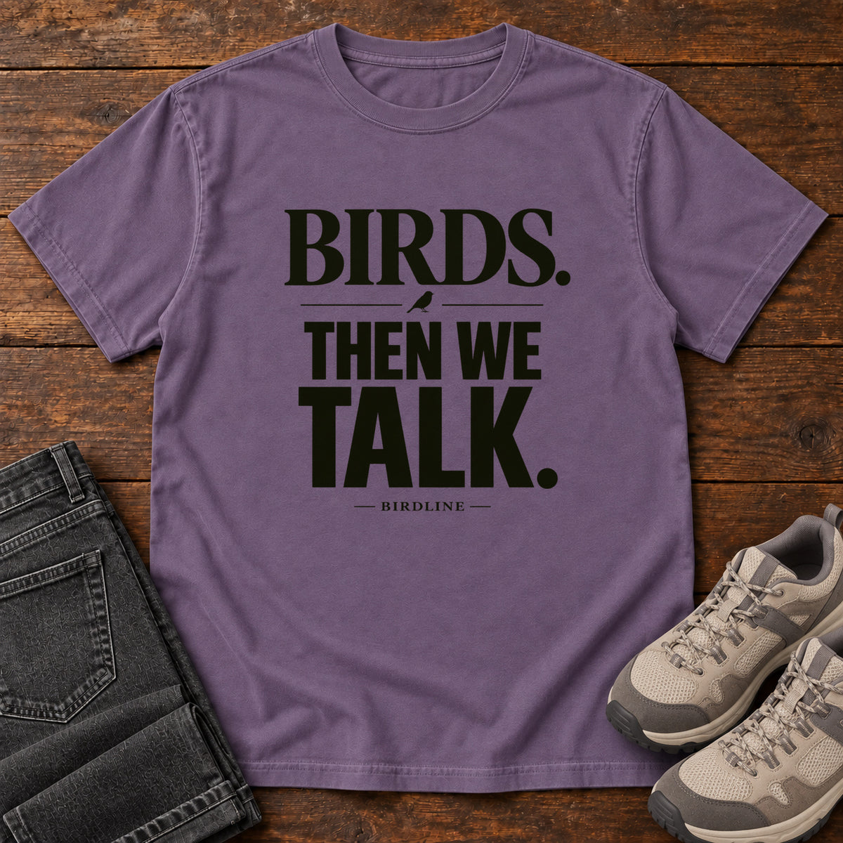 Birds Then We Talk T-Shirt in Grape