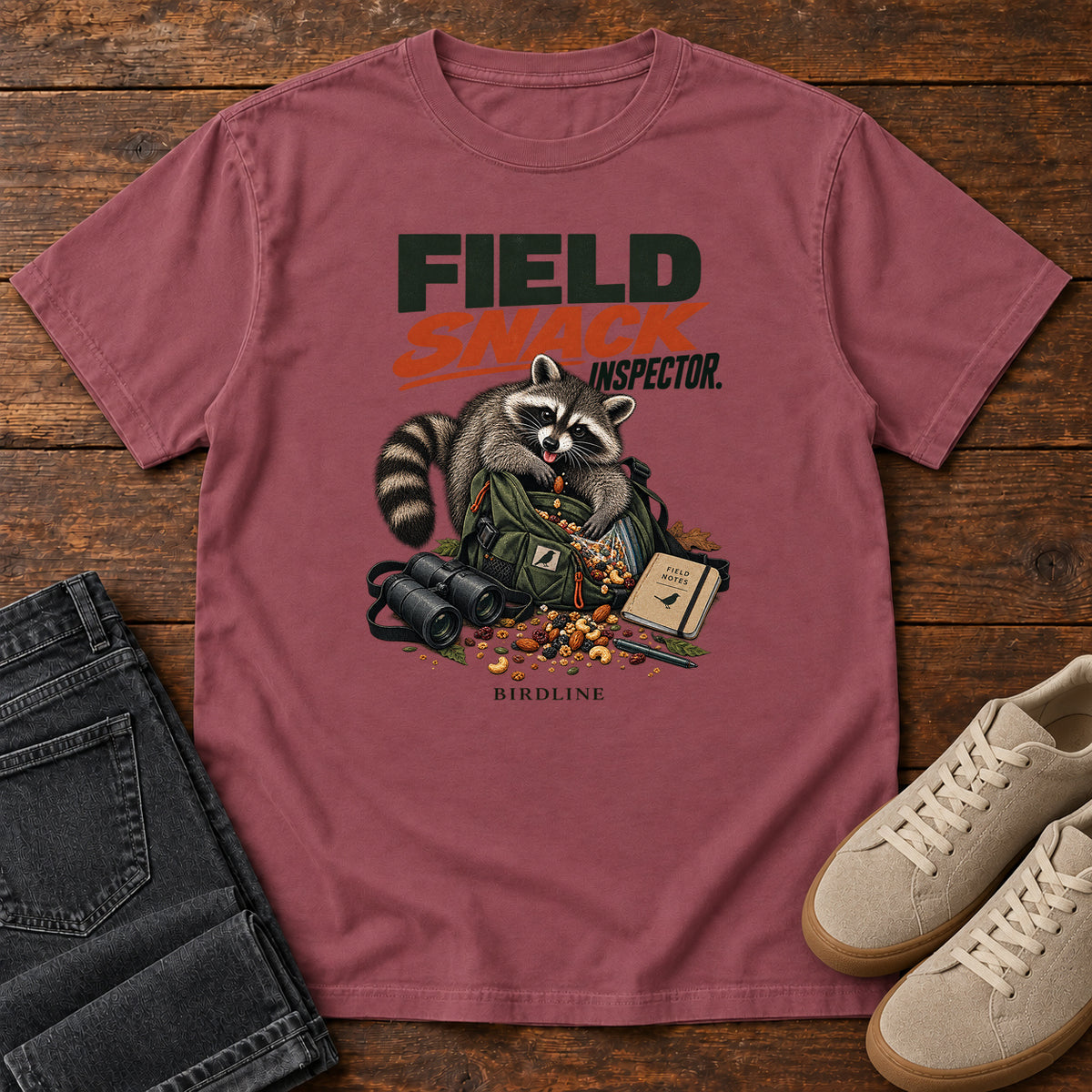 Field Snack Inspector Raccoon T-Shirt in Brick