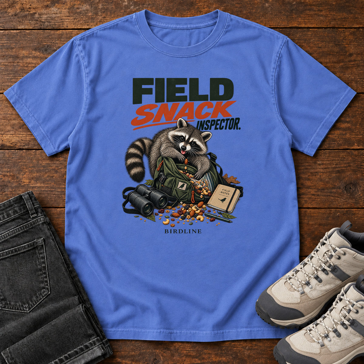 Field Snack Inspector Raccoon T-Shirt in Mystic Blue