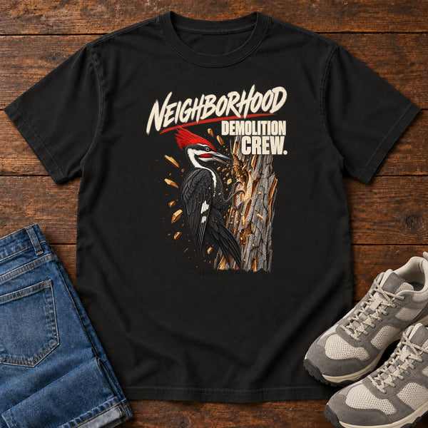 Neighborhood Demolition Crew Pileated Woodpecker T-Shirt, alternate view