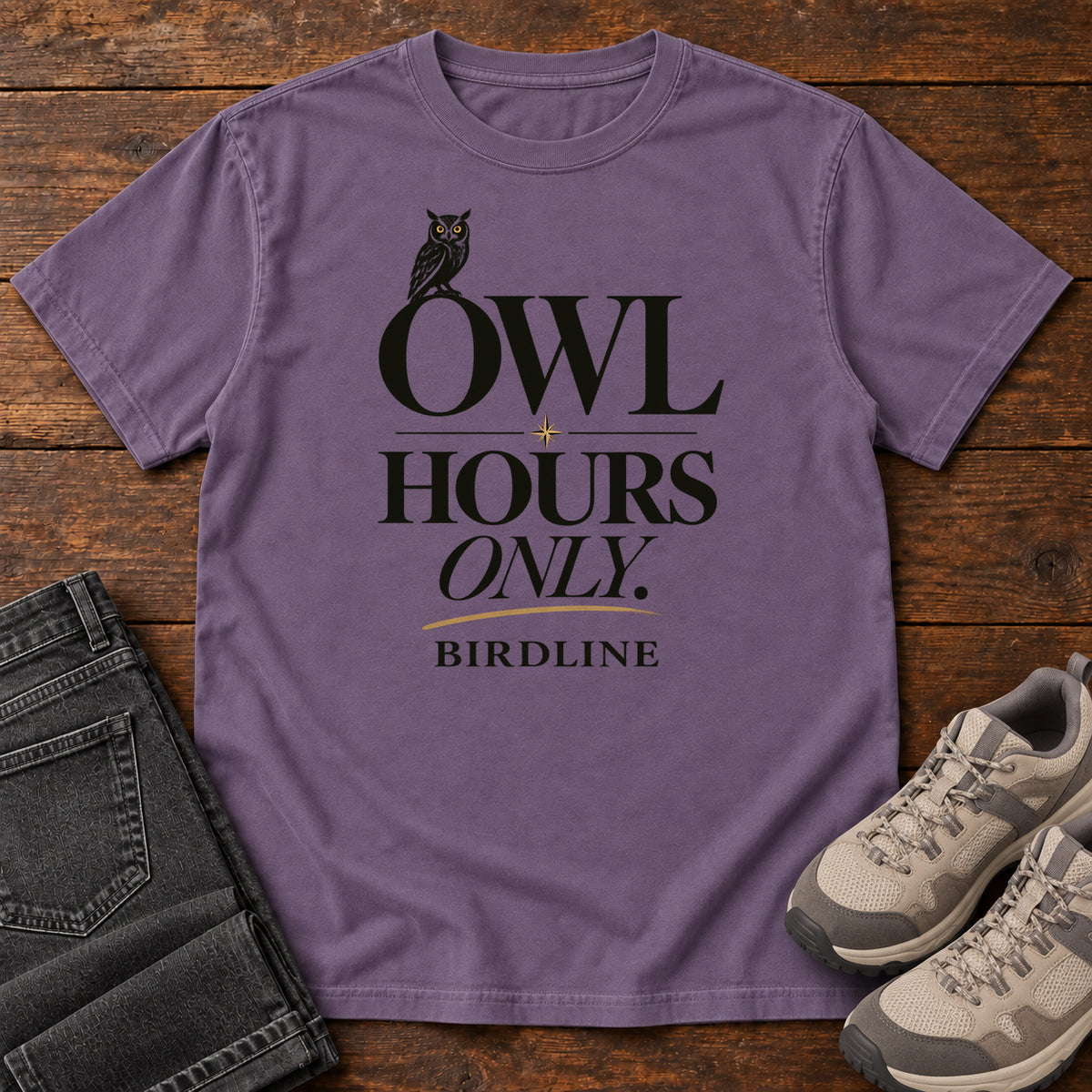 Owl Hours Only T-Shirt in Grape