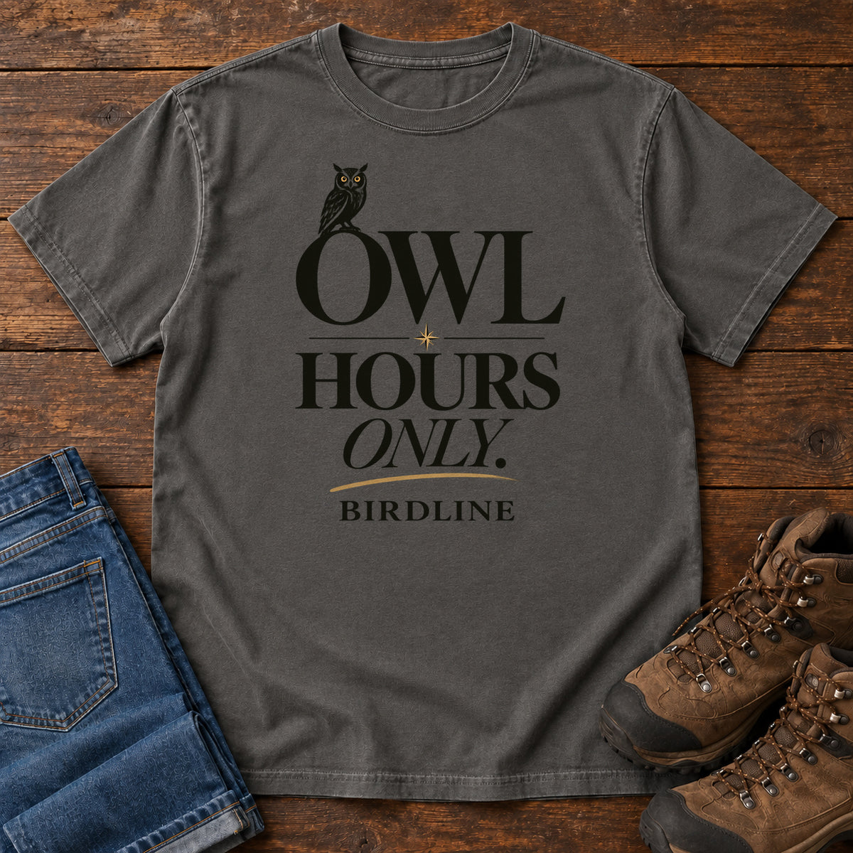 Owl Hours Only T-Shirt in Pepper
