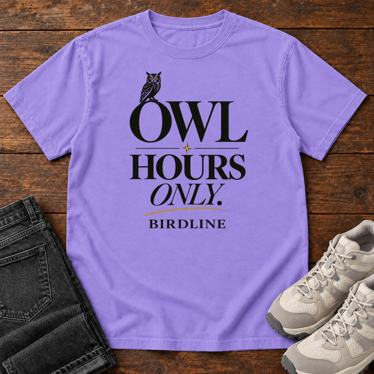 Owl Hours Only T-Shirt in Violet