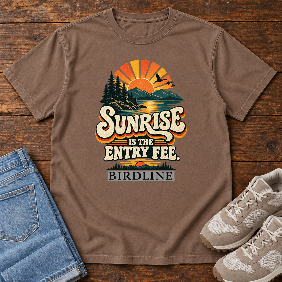 Sunrise Is the Entry Fee T-Shirt in Espresso
