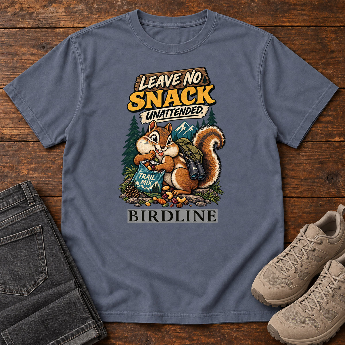 Leave No Snack Unattended Squirrel T-Shirt in Denim