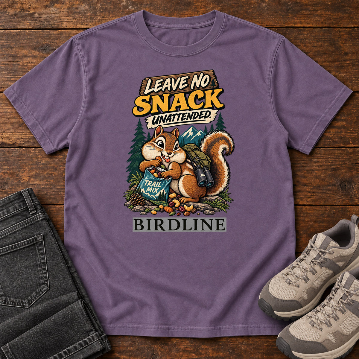 Leave No Snack Unattended Squirrel T-Shirt in Grape