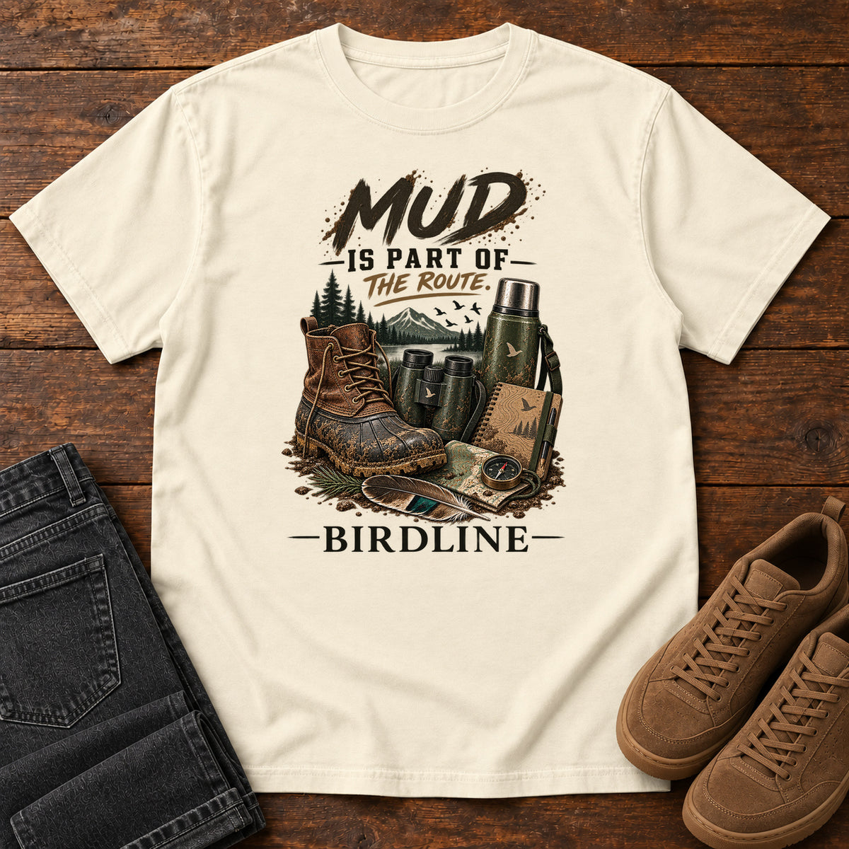 Mud Is Part of the Route Boots T-Shirt in Ivory