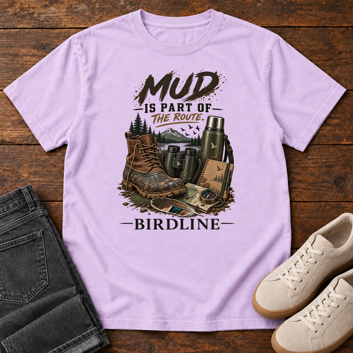 Mud Is Part of the Route Boots T-Shirt in Orchid