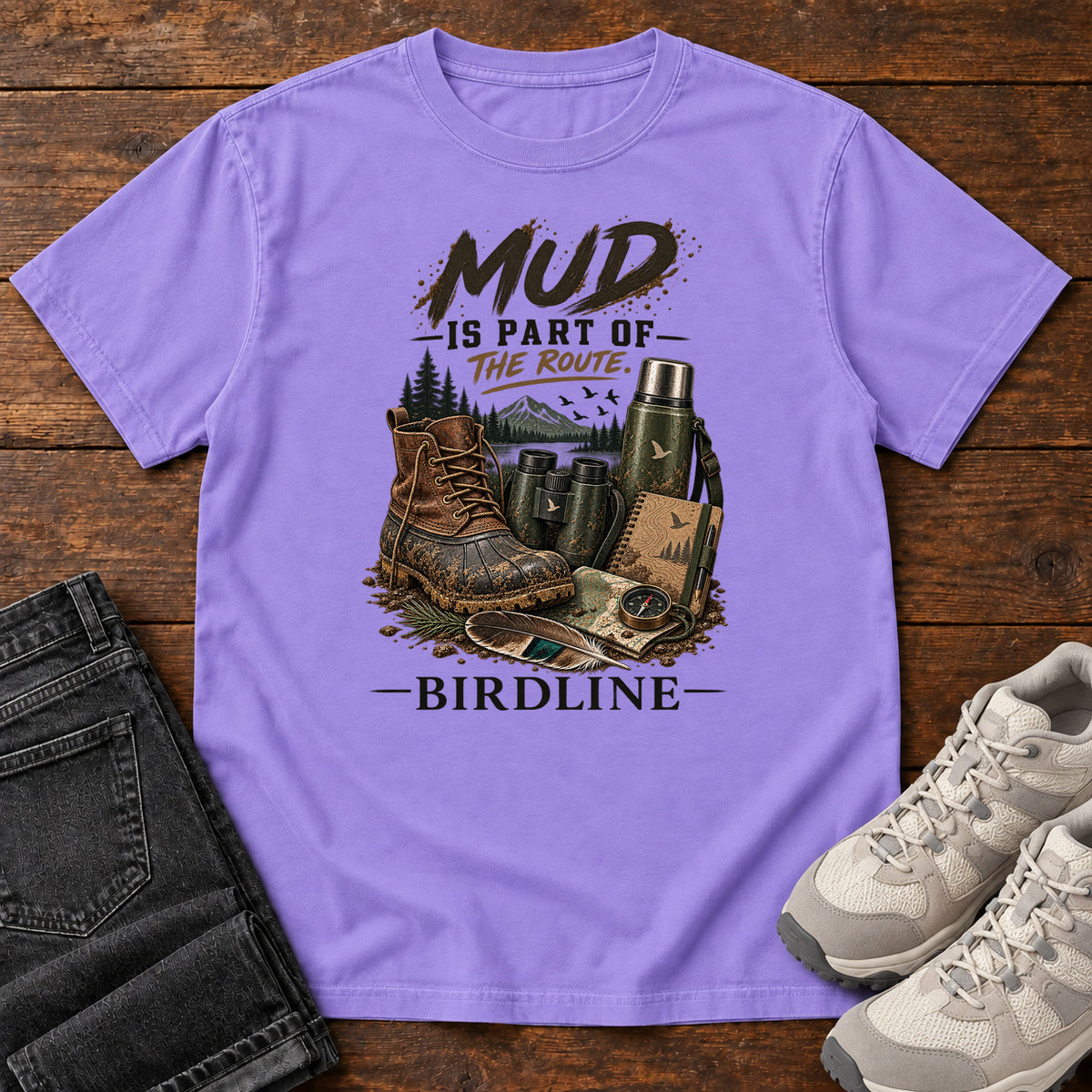 Mud Is Part of the Route Boots T-Shirt in Violet