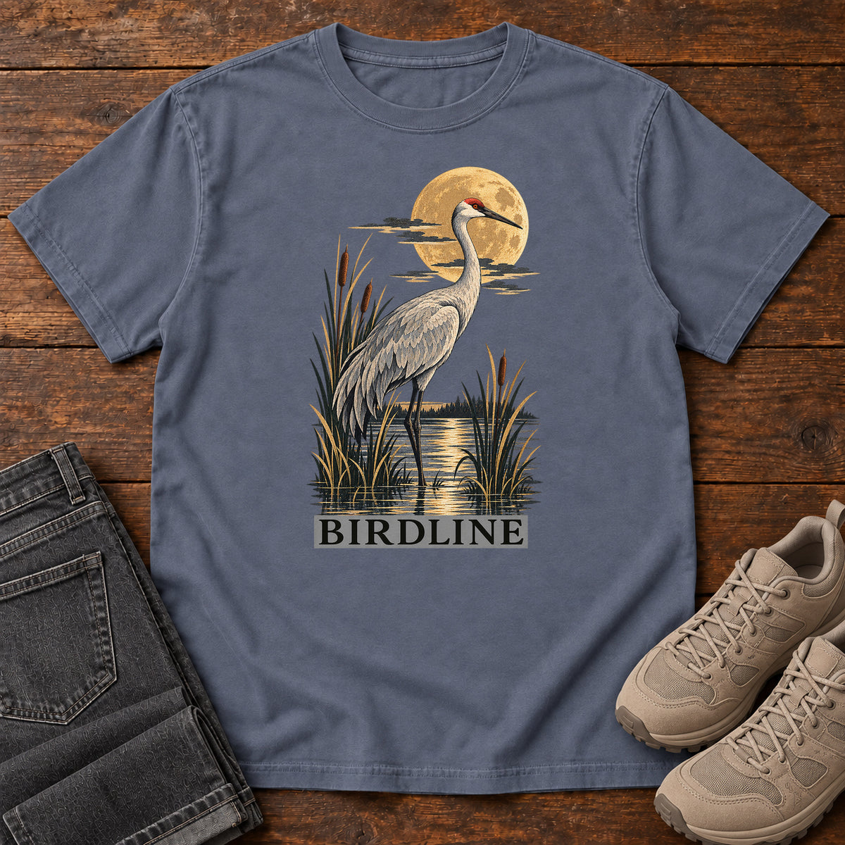 Heron Moonlight Marsh T-Shirt in Denim