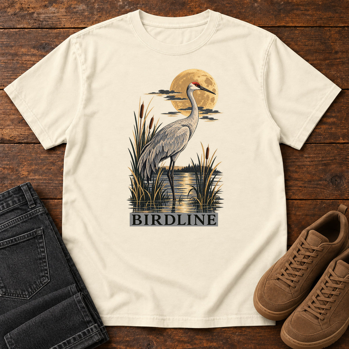 Heron Moonlight Marsh T-Shirt in Ivory