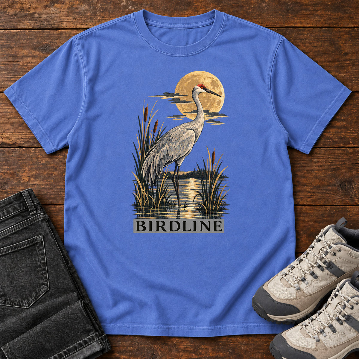 Heron Moonlight Marsh T-Shirt in Mystic Blue