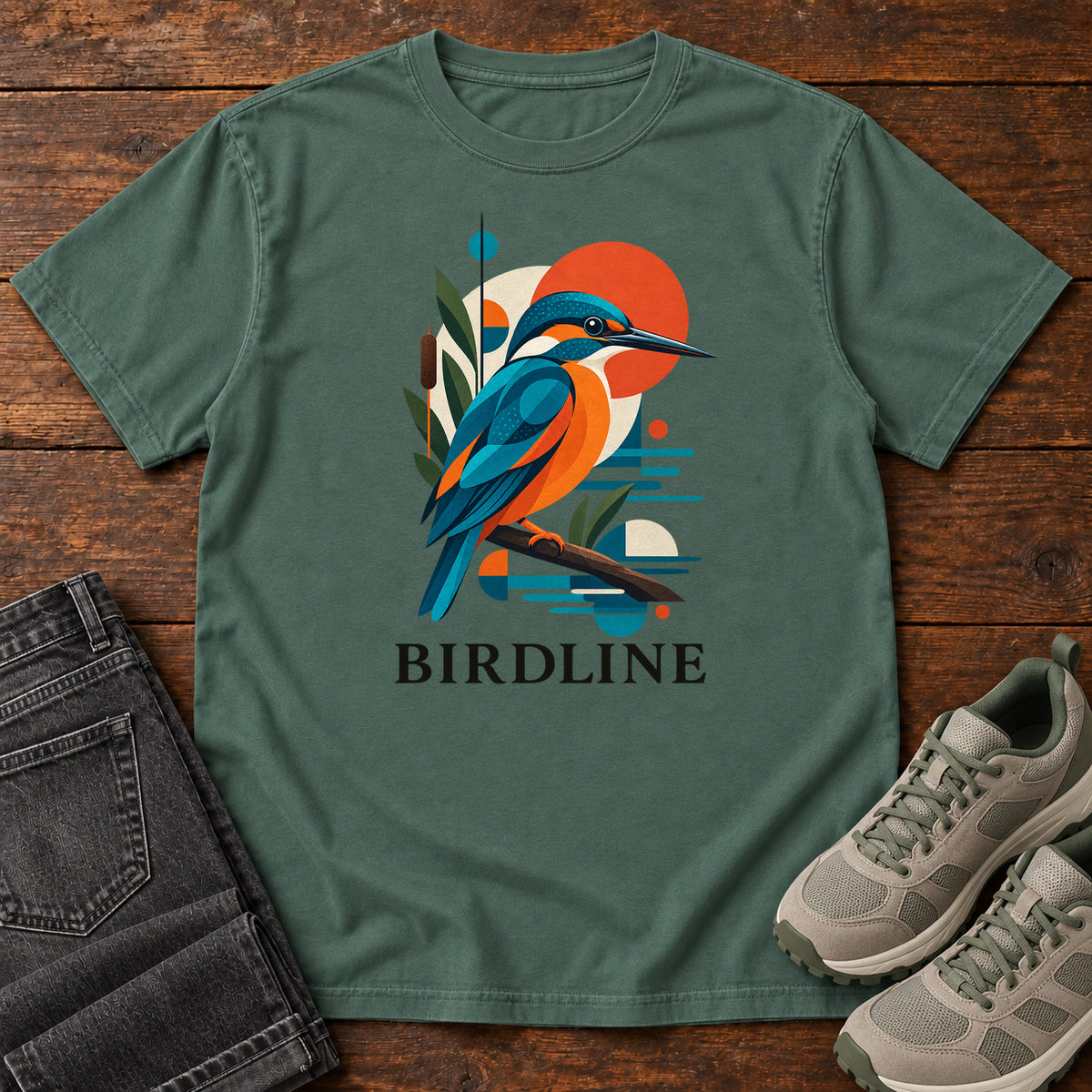Geometric Kingfisher T-Shirt in Blue Spruce