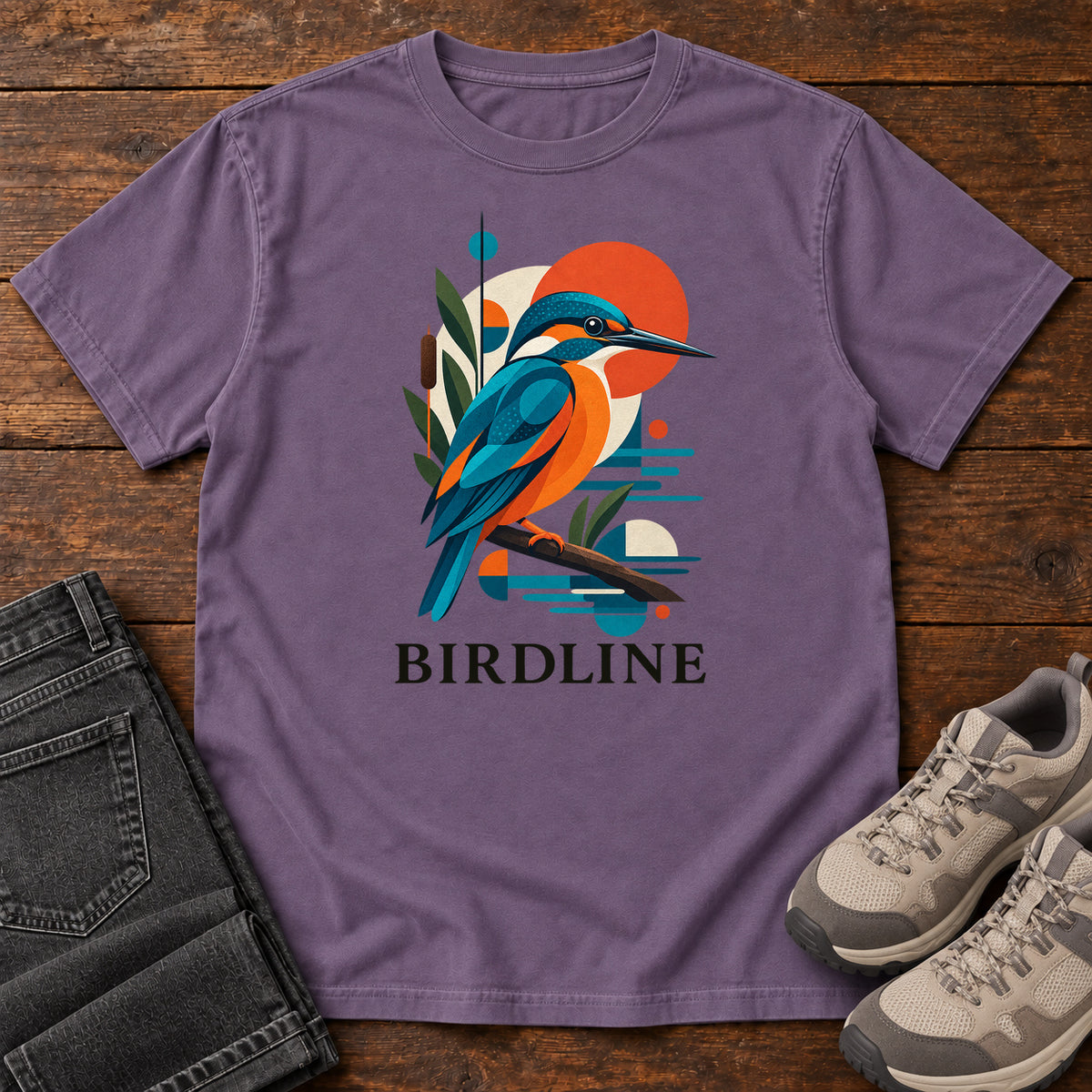 Geometric Kingfisher T-Shirt in Grape
