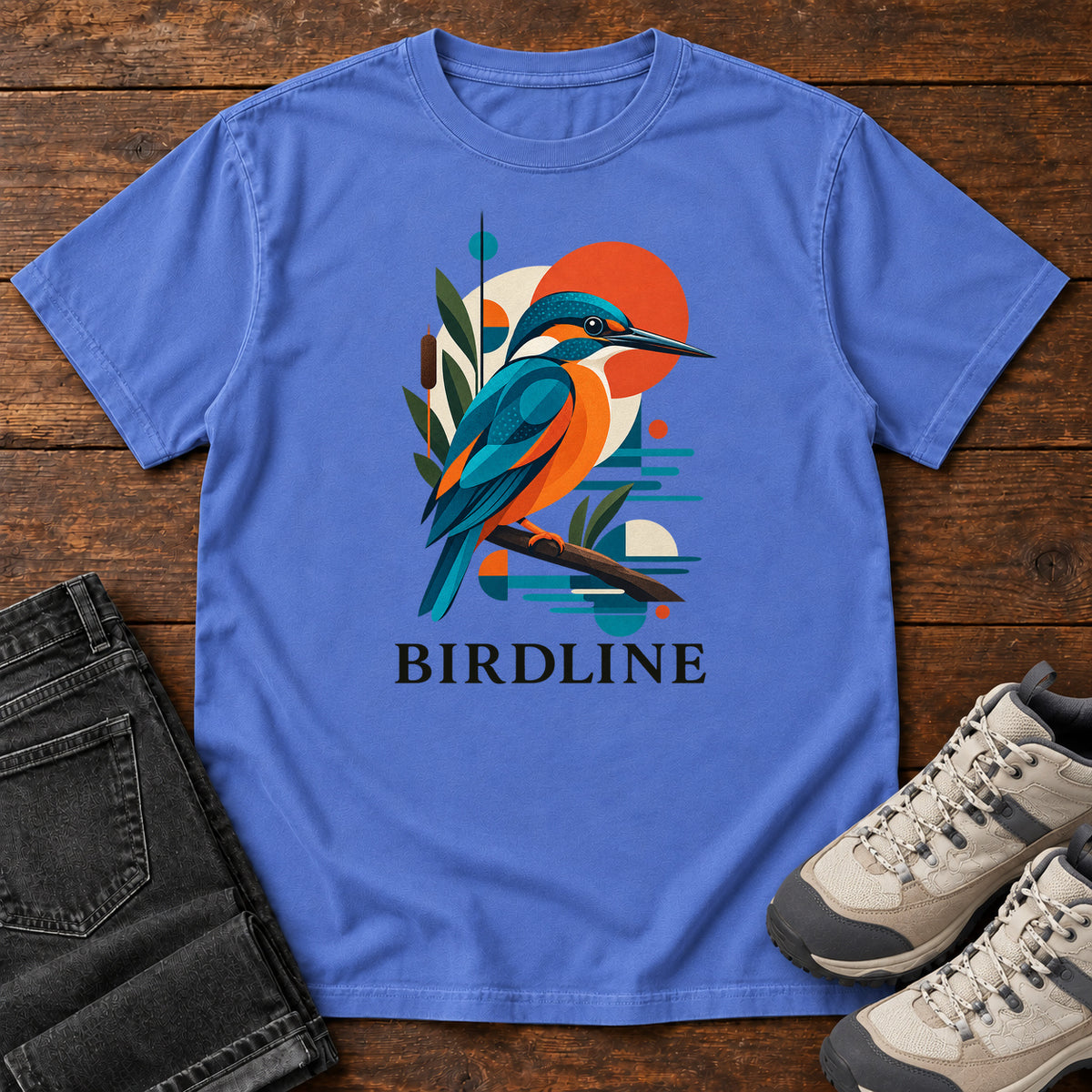 Geometric Kingfisher T-Shirt in Mystic Blue