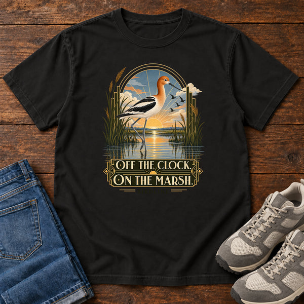 Off the Clock on the Marsh Avocet T-Shirt, alternate view