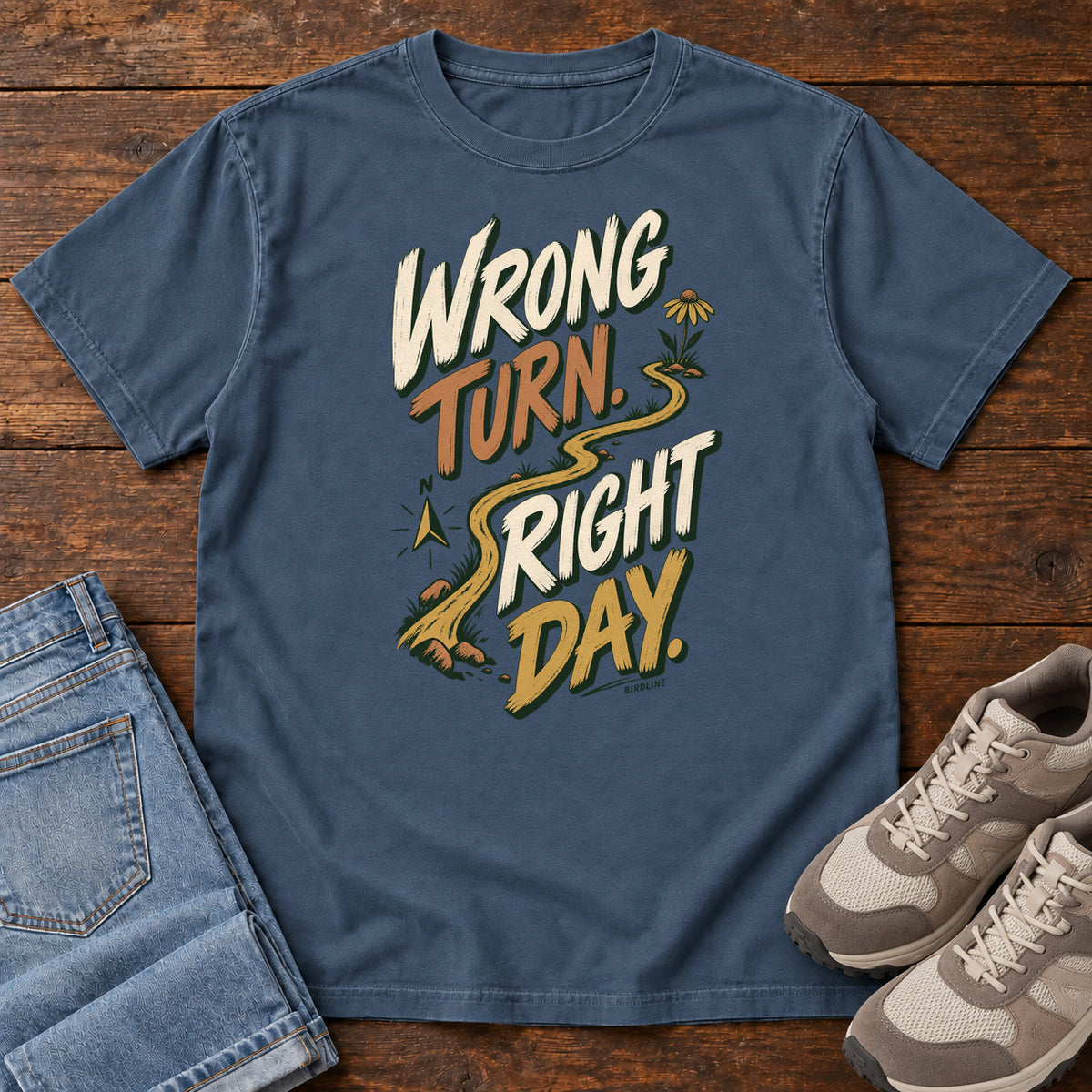 Wrong Turn Right Day T-Shirt in Midnight, right side