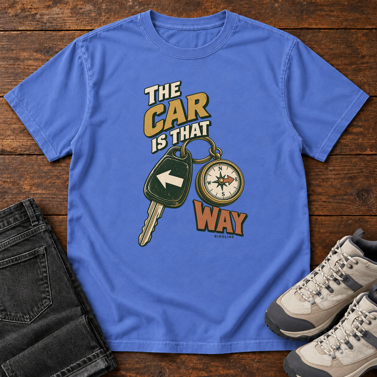 The Car Is That Way T-Shirt in Mystic Blue