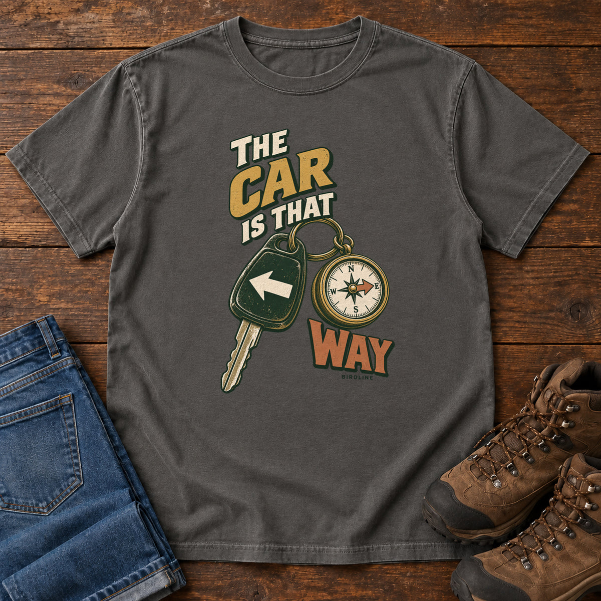 The Car Is That Way T-Shirt in Pepper
