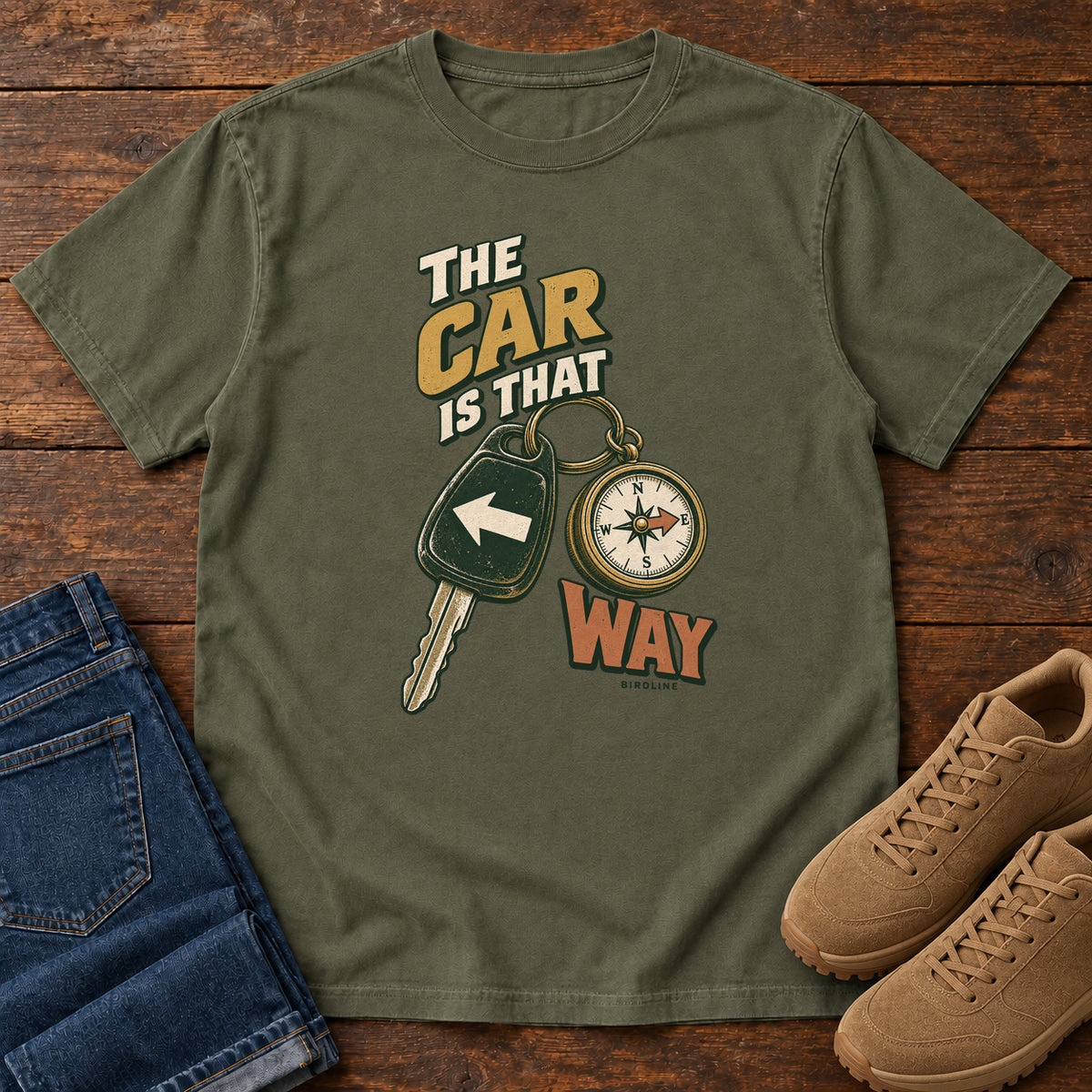 The Car Is That Way T-Shirt in Sage