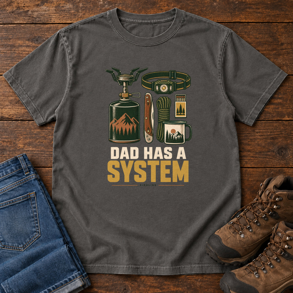 Dad Has a System T-Shirt in Pepper