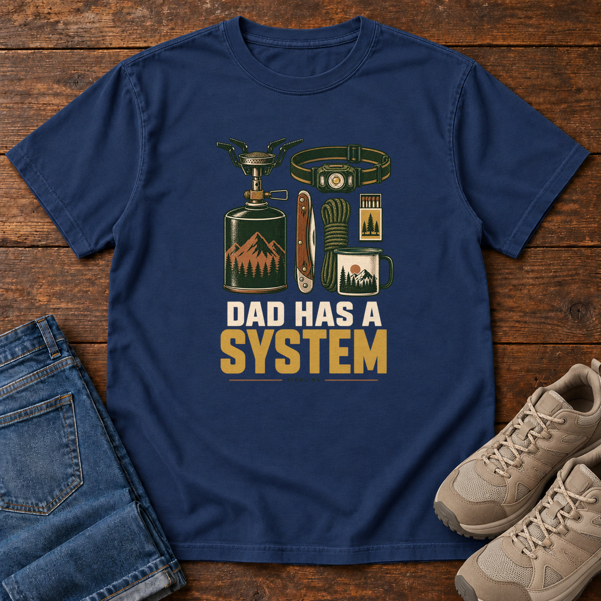 Dad Has a System T-Shirt in True Navy