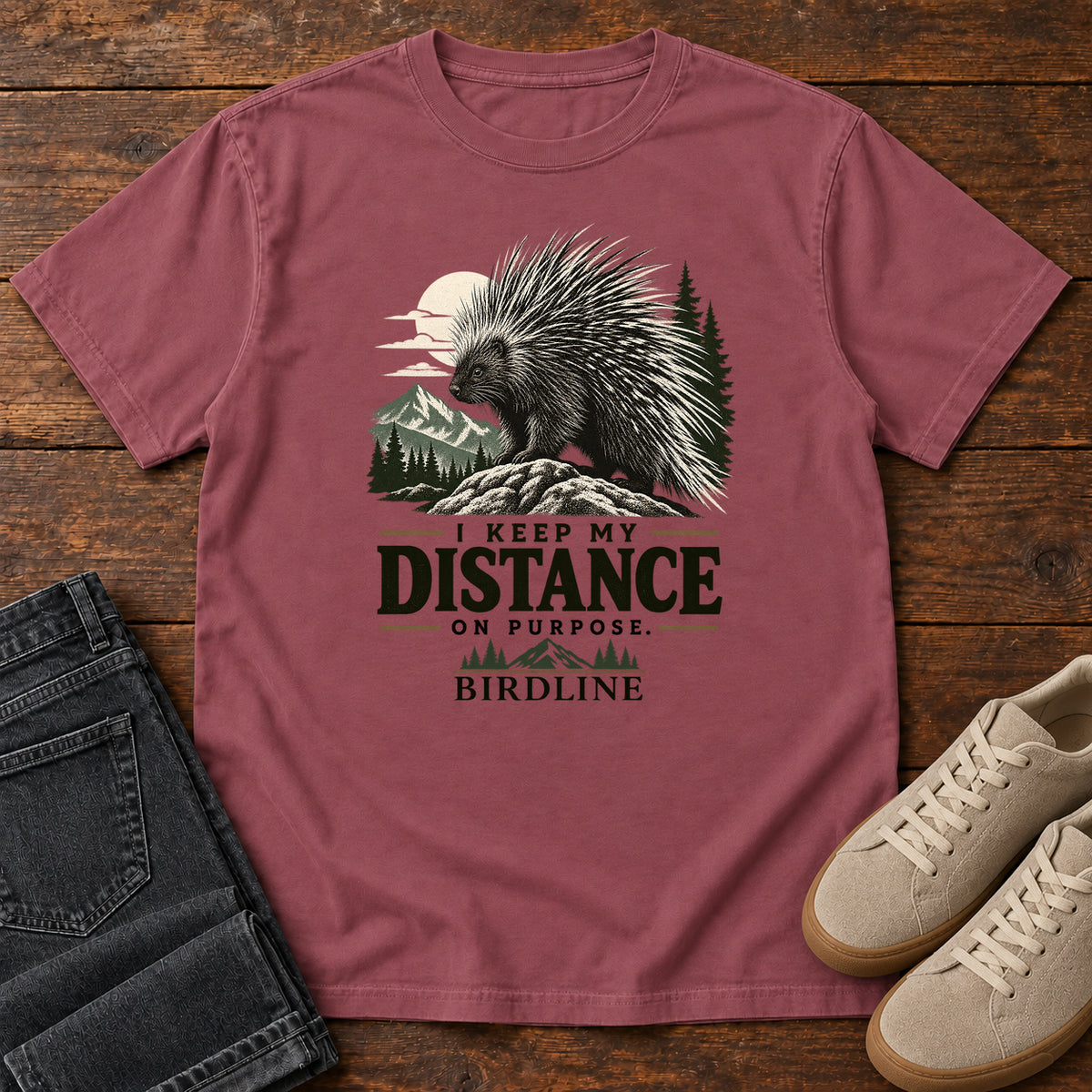 Keep My Distance on Purpose Porcupine T-Shirt in Brick