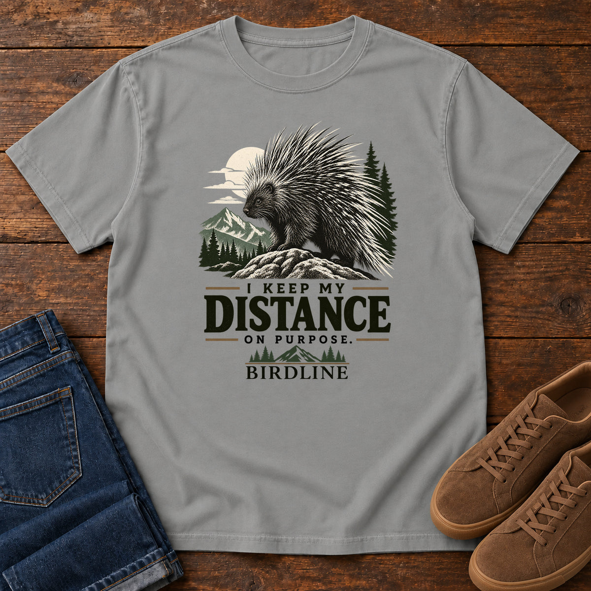 Keep My Distance on Purpose Porcupine T-Shirt in Grey