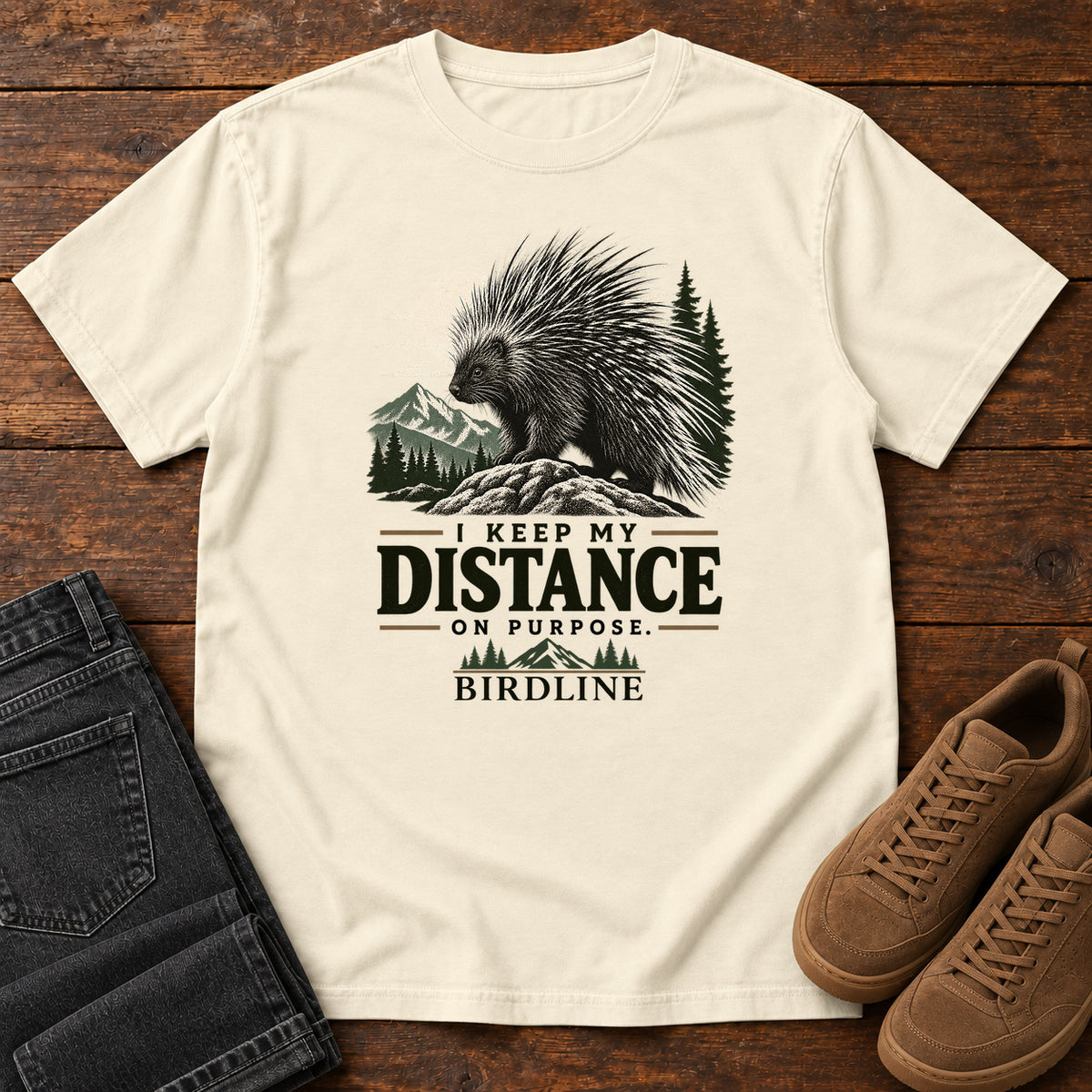 Keep My Distance on Purpose Porcupine T-Shirt in Ivory