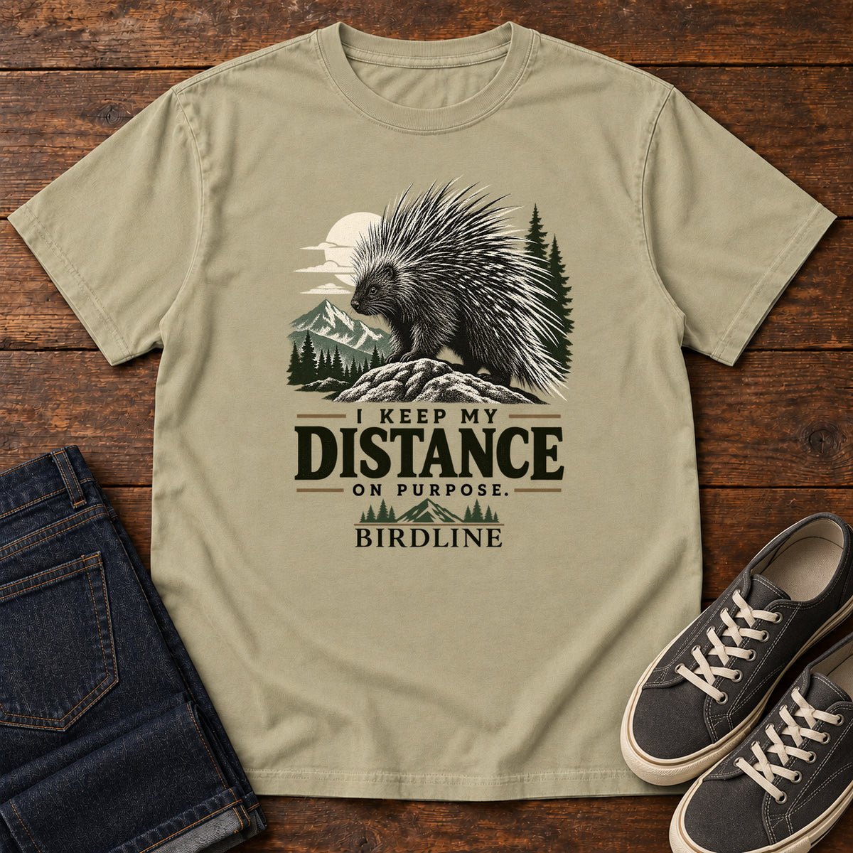 Keep My Distance on Purpose Porcupine T-Shirt in Khaki